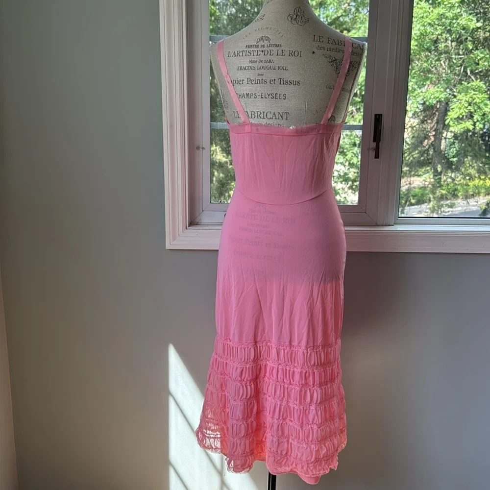Vintage Pink Slip Chemise with Ruffle Hem - Picture 3 of 14